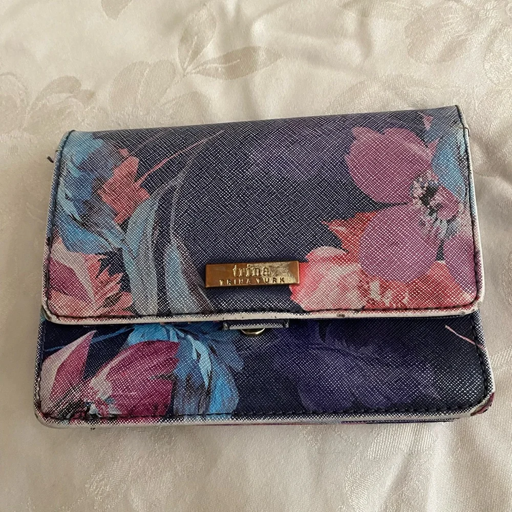 Trina Turk Floral Clutch - Black, Pink, and Blue